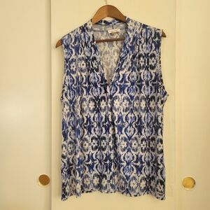 Calvin Klein Blue and White Patterned Blouse